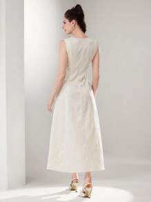 Modelyn Đầm mini không tay đính sequin màu trơn thanh lịch cho nữ - Hồng - Xem 3