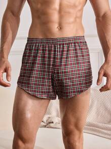 4pcs/Pack Men's Plaid Basic Simple Comfy Boxers - Multicolor - View 5