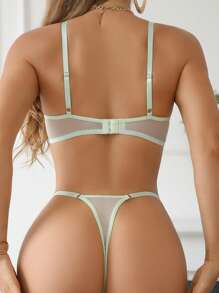 Miss Vinta 2pcs/Set Women Sexy Underwear Set With Underwire - Green - View 2