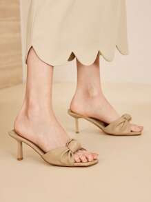 MOTF PREMIUM SQUARE TOE KNOTTED STRAP HIGH HEEL SANDALS