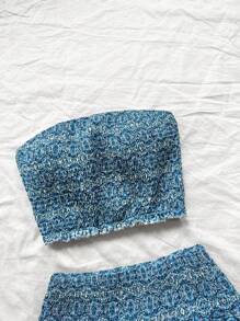 Elamini Petite Bộ đồ hai mảnh áo ba lỗ in hoa không dây và chân váy mini cho nữ, kỳ nghỉ - Nhiều màu - Xem 4