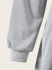 Robe grise en patchwork à manches longues et col rond pour adolescentes, automne hiver - Gris - Voir 3