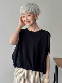 FRIFUL Women Chiffon Splicing 2 In 1 Cropped Casual Tank Top, Summer City Wear