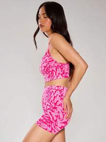 Musera Sport Strappy Contrast Sport Bra, Padel, Tennis, Pickleball Gym Fitness - Pink - View 4