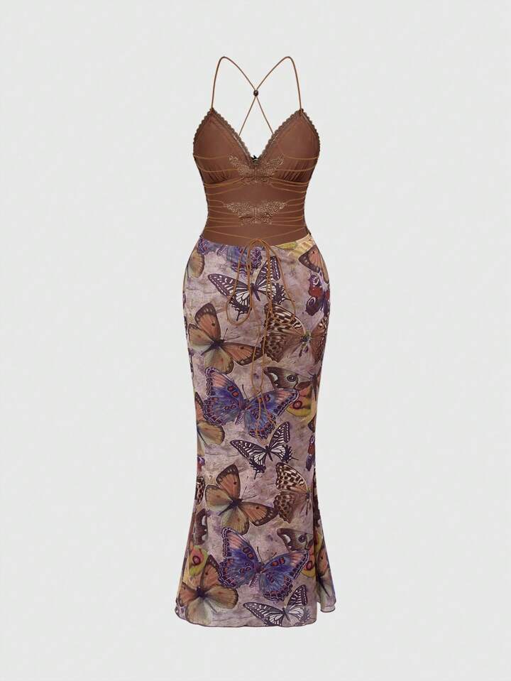 butterfly backless dress Backless Long Beaded-Butterfly Prom Dress main image 0