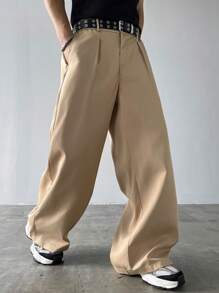 Claim Dot Men's Casual Loose Wide Leg Pants, Fashion For Summer - Khaki - View 3