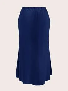 Firerie Falda larga azul elegante para mujer de talla grande para salir, tomar el té de la tarde, fiestas y citas, con ajuste relajado, para el verano