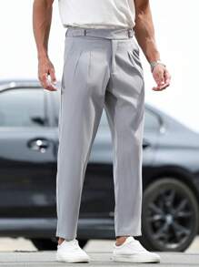 Manfinity Mode Pantalon casual plissé de couleur unie avec poches pour hommes