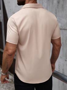 Manfinity Homme Men's Casual Letter Print Contrast Color Short Sleeve Shirt, Summer - Multicolor - View 2