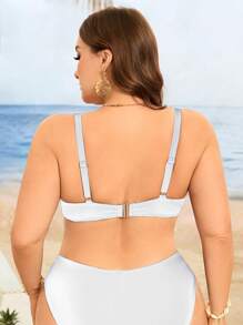 Swim Vcay Sujetador de bikini sin aros de unicolor sexy para mujer de talla grande, ideal para la playa de verano