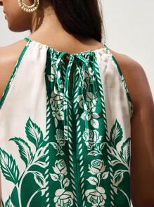Maija Vestido midi con cuello en V sin mangas, estilo vintage, tallas grandes - Multicolor - Ver 4