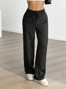 Comfortcana 女式条纹印花口袋优雅办公西装裤