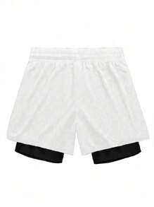 Gym Rark 男士印花圆领背心和字母印花抽绳短裤两件套运动服套装，适合健身、跑步、运动等各种场合，轻便舒适。 - 白色 - 查看 2