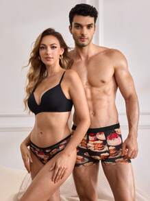 Men's Printed Cake & Sweets Pattern Boxer Shorts - Multicolor - View 2