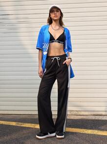 Streetz SHEIN Sport Pantalones deportivos de mujer, de moda para el verano - Negro - Ver 4