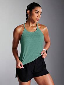 Powerista Áo thun thể thao & áo ba lỗ, màu trơn thời trang, phù hợp cho mùa hè - màu xanh lá - Xem 5