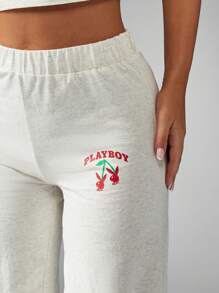 Missguided x Playboy Christmas Cotton Blend Sleeveless Cherry Print Pajama Set - Light Grey - View 5