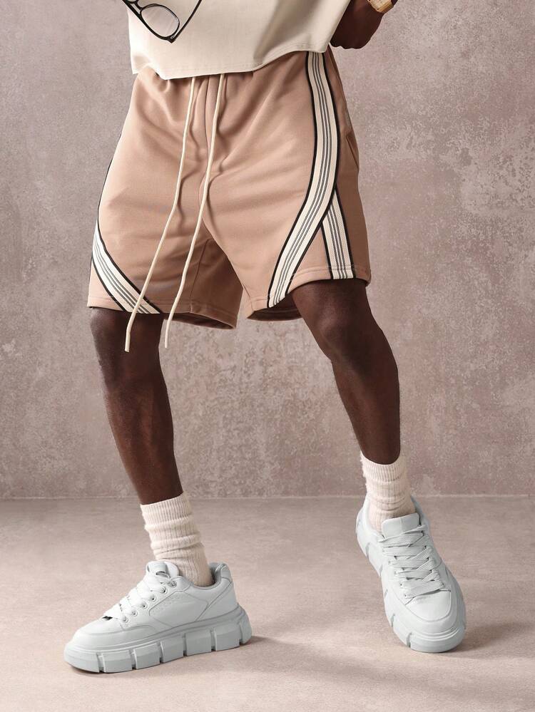 Drop Crotch Diagonal Stripe Training Shorts