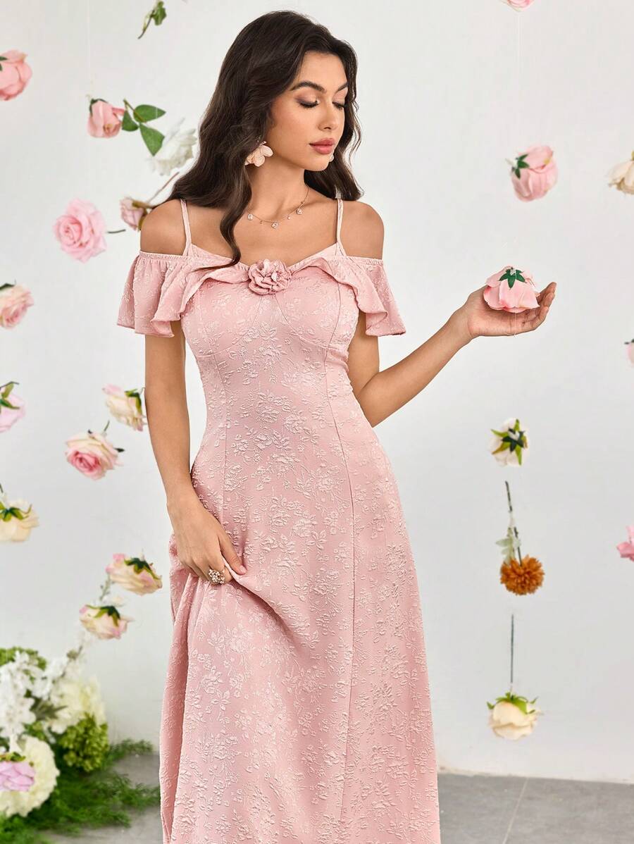 Modelyn 纹理花卉二合一连衣裙，夏季时尚 - 粉色 - 查看 1