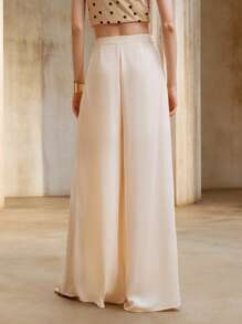 Aveloria 女士荷叶边高腰阔腿宽松休闲纯色裤