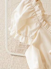 Franclia 女士甜美优雅荷叶边撞色蕾丝露肩双向修身短款衬衫，春夏