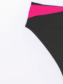 Swim Lushoire Women Color Block Spaghetti Strap Swimsuit With Triangle Swim Bottoms Set For Summer Beach Vacation - Multicolor - View 8