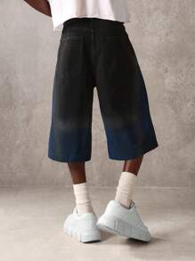 SUMWON Wide Leg Denim Jorts Bermuda Length Relaxed Fit Summer Festival Baggy Knee Length Urban Fashion Streetwear Skater Style Casual Bottom