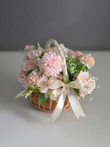 Cirelle 1 件手工编织藤条蝴蝶结篮子，波西米亚婚礼照片道具，海滩野餐装饰，夏日派对，户外新娘礼物，照片配件，拉玛桌装饰，下午茶使用，花园使用，民宿装饰，清爽春夏装饰 - 彩色 - 查看 6