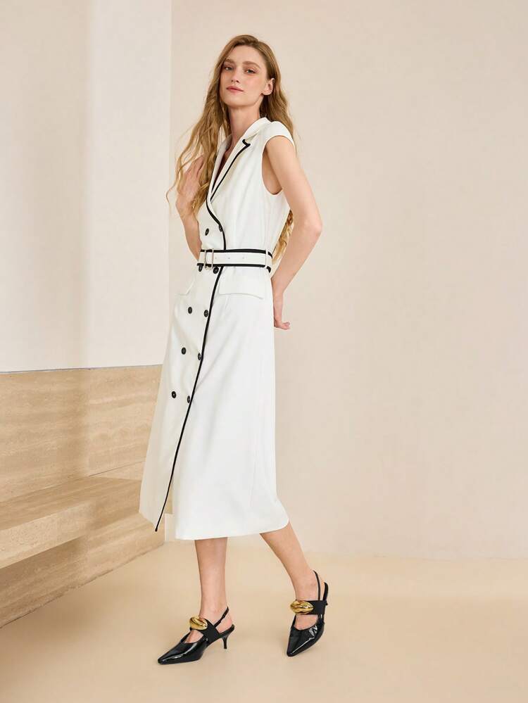 POINTED TOE LOW CHUNKY HEEL CLOSED-BACK METAL BUCKLE STRAP PUMPS