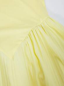 SHEIN Explorewe 少女吊带针织上衣搭配纹理裙摆连衣裙 - 黃色 - 查看 6