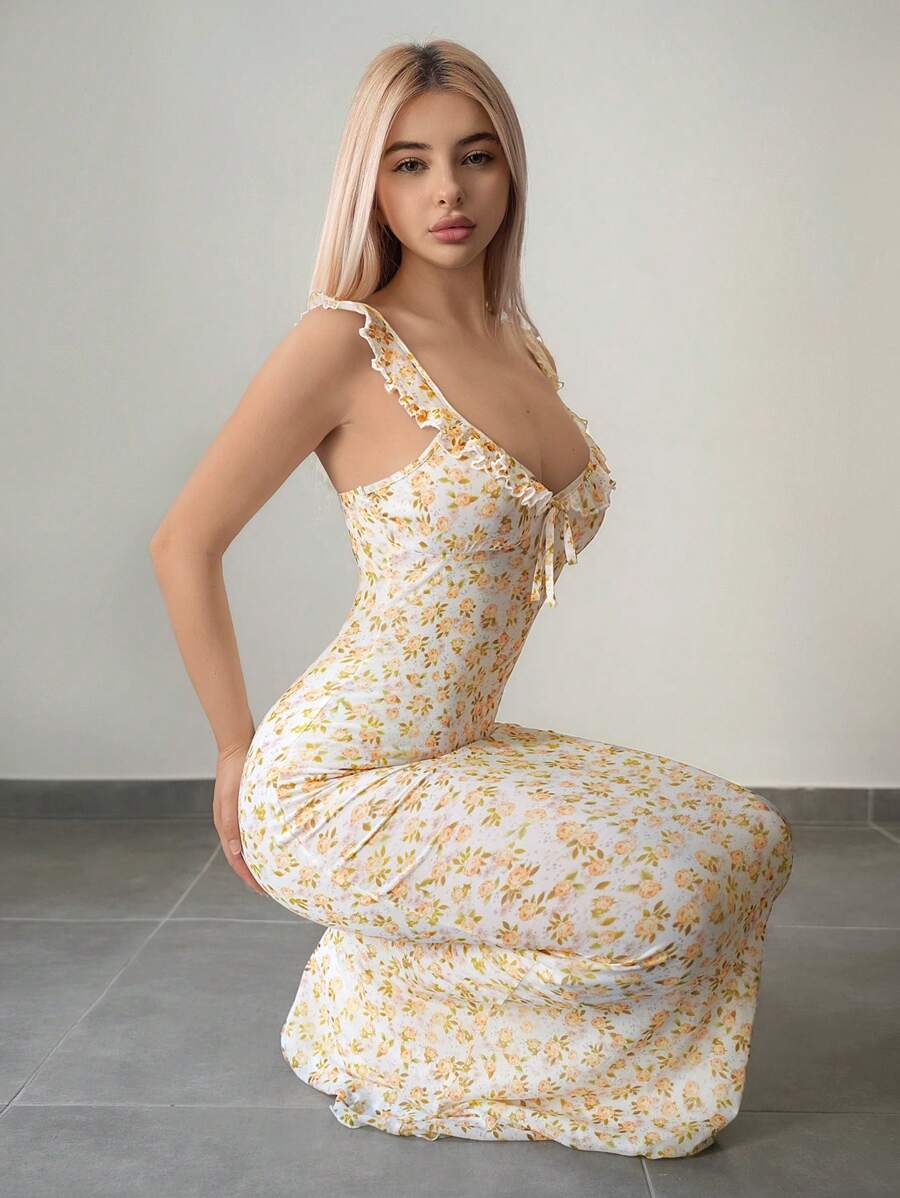 Sweetina 女士无袖碎花连衣裙 - 粉色 - 查看 1