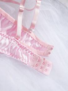 SHEIN 1 Set (2 Stücke) Romantische rosa bestickte Damen Wäsche Set