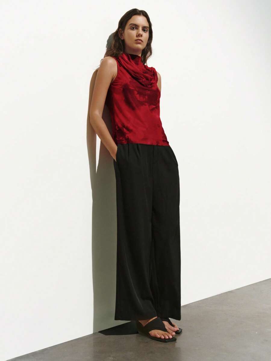 Lumivelle Pantalones anchos casuales y holgados de lujo para mujer, pantalones versátiles para traje de negocios