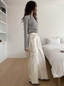 DAZY White Versatile Wide Leg Jeans, Casual Pants For Women