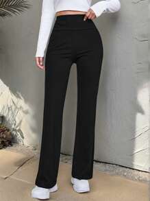SHEIN EZwear Pantalones acampanados de cintura ancha