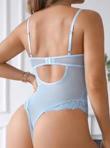 SHEIN Set de 3 piezas de Lencería sexy vintage romántica con encaje y red