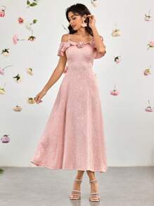 Modelyn 纹理花卉二合一连衣裙，夏季时尚 - 粉色 - 查看 3