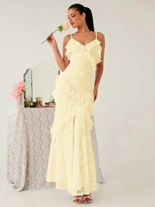 Enchnt 女士纯色无袖连衣裙，夏季时尚 - 黃色 - 查看 6