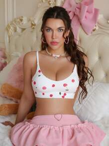 PetitDoll 女士樱桃印花细肩带文胸，适合日常穿着