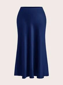 Firerie Falda larga azul elegante para mujer de talla grande para salir, tomar el té de la tarde, fiestas y citas, con ajuste relajado, para el verano