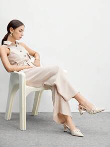 CUCCOO BIZCHIC 女士时尚黑色尖头粗中跟鞋度假鞋夏季促销优雅基础款商务休闲商务时尚圣诞节秋季新年假期 - 杏色 - 查看 7