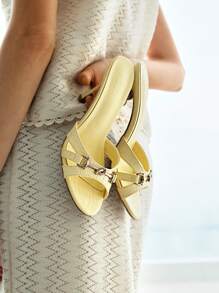 CUCCOO BIZCHIC Women's Elegant Simple Solid Color High Heel Sandals - Yellow - View 6