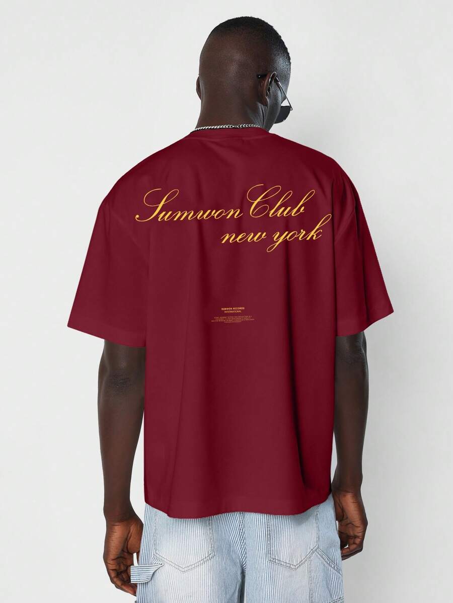 SUMWON Club New York Upscale International Premium Oversize T-Shirt Club Wear High End Fall Spring Collection - Red - View 1