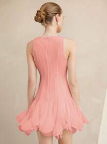 Aveloria Rosie Princess Style Sheer Mesh Peplum Sleeveless Mini Dress For Women