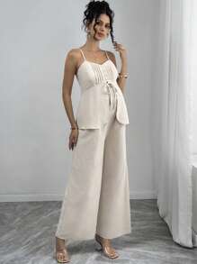 Momance Completo da donna in gravidanza composto da canottiera con bottoni frontali e pantaloncini, tinta unita