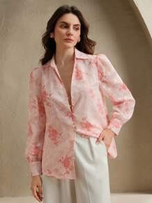 Anewsta Áo len cardigan cổ chữ V in hoa Jacquard lãng mạn cho kỳ nghỉ dành cho nữ - Hồng - Xem 6