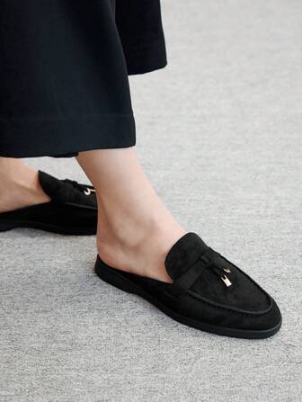 CUCCOO BIZCHIC Chaussures plates noires tout-aller polyvalentes pour femmes à enfiler