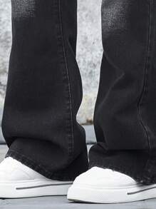 Manfinity EMRG Men's Faded Straight Leg Flare Jeans - Black - View 6