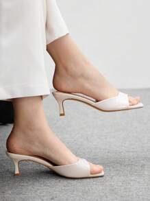CUCCOO BIZCHIC Sandal Hak Tinggi Minimalis Serbaguna untuk Wanita, Cocok untuk Natal - Krem - View 5