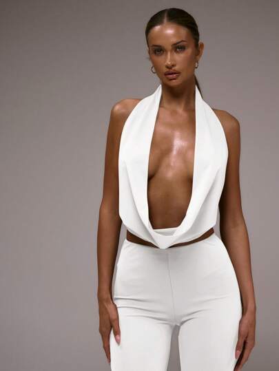 MUSERA 极致深V露背系带性感夜店女式上衣，适合伊比沙岛音乐节、假日度假、可爱上衣、节日狂欢、海滩派对、西部风情夜店、夜生活、俱乐部、春夏